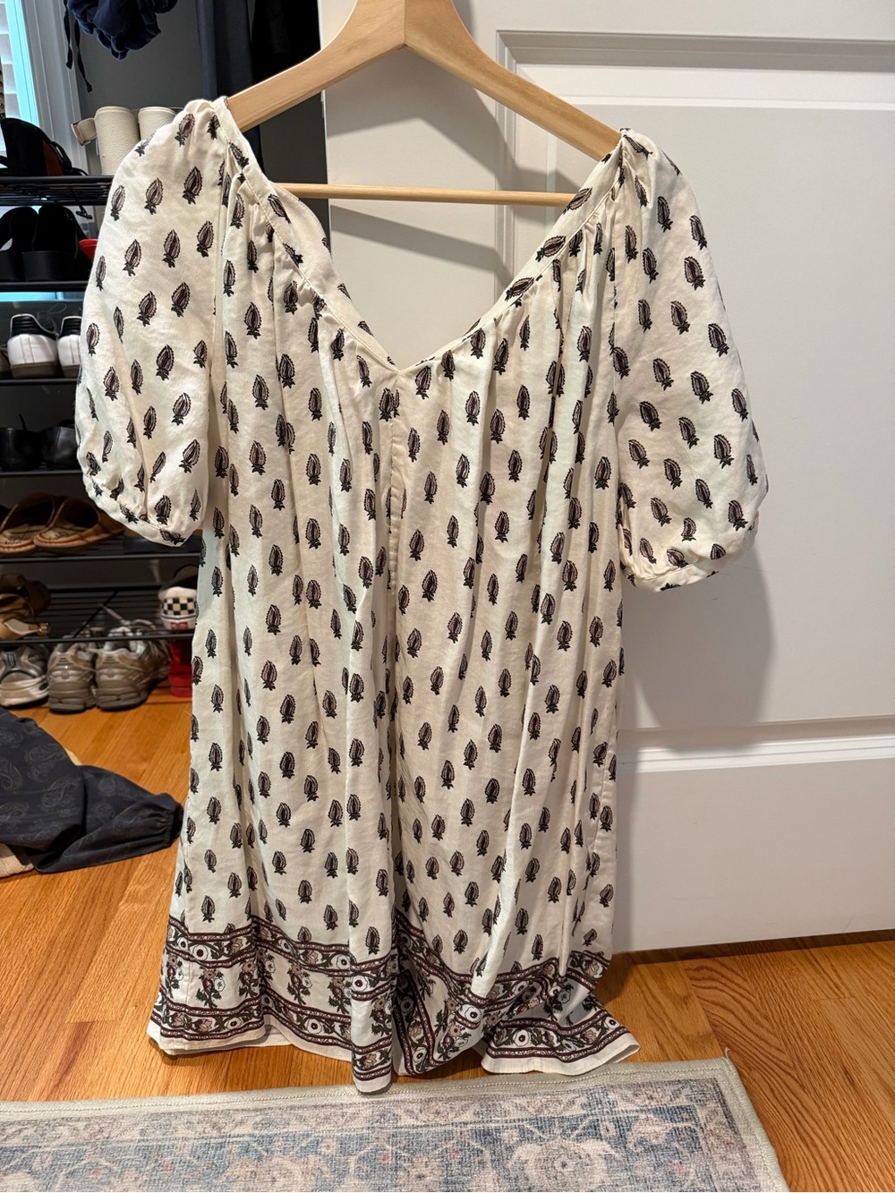 Banana Republic Cream Tunic with Dark Floral Motif